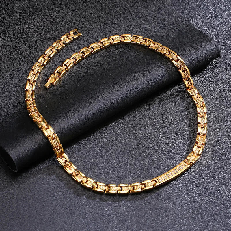 Stainless Steel Magnetic Necklace for Men Women Gold Color Jewelry Trinket Bio Ladies Choker Charm Necklacese