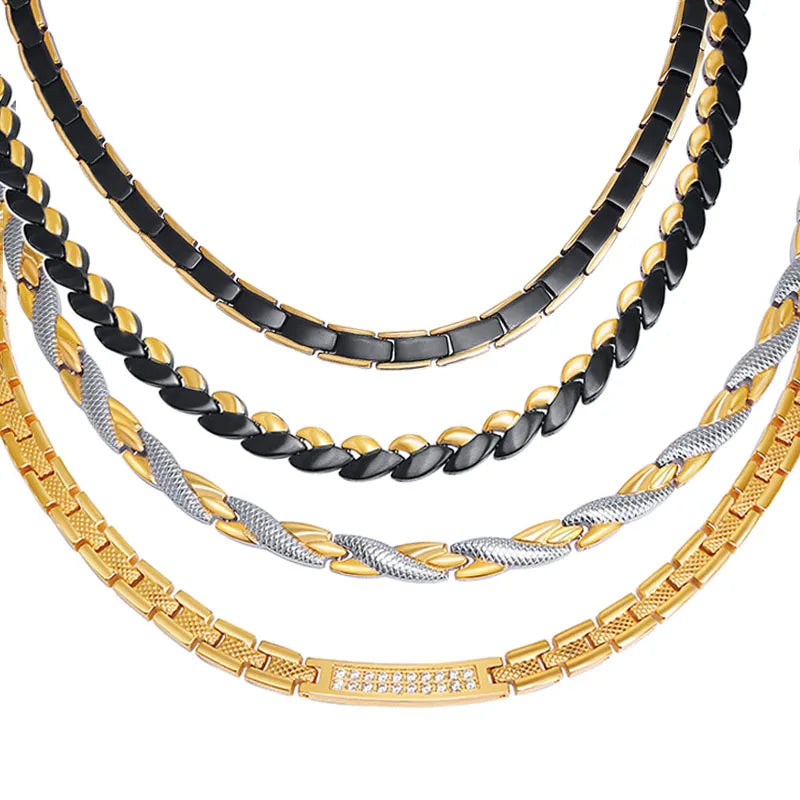 Stainless Steel Magnetic Necklace for Men Women Gold Color Jewelry Trinket Bio Ladies Choker Charm Necklacese