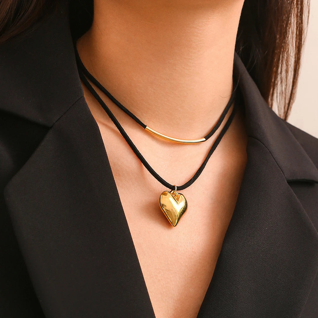 Heart Pendant Choker Necklace